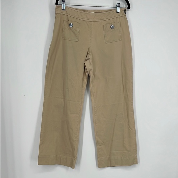J. Jill | Vintage 90s Y2K Wide Leg Cropped Pants Chino Kahkis Patch Pockets 6 - Picture 1 of 9
